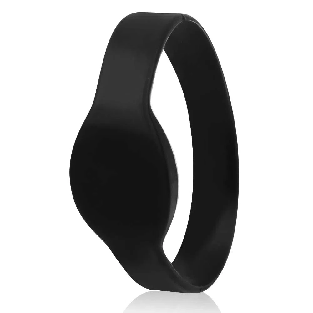 Tarjeta IC de pulsera de 13.56Mhz, tarjeta de pulsera de silicona RFID de 10 piezas, tarjeta IC resistente al agua RFID para sistema de control de acceso(Negro)