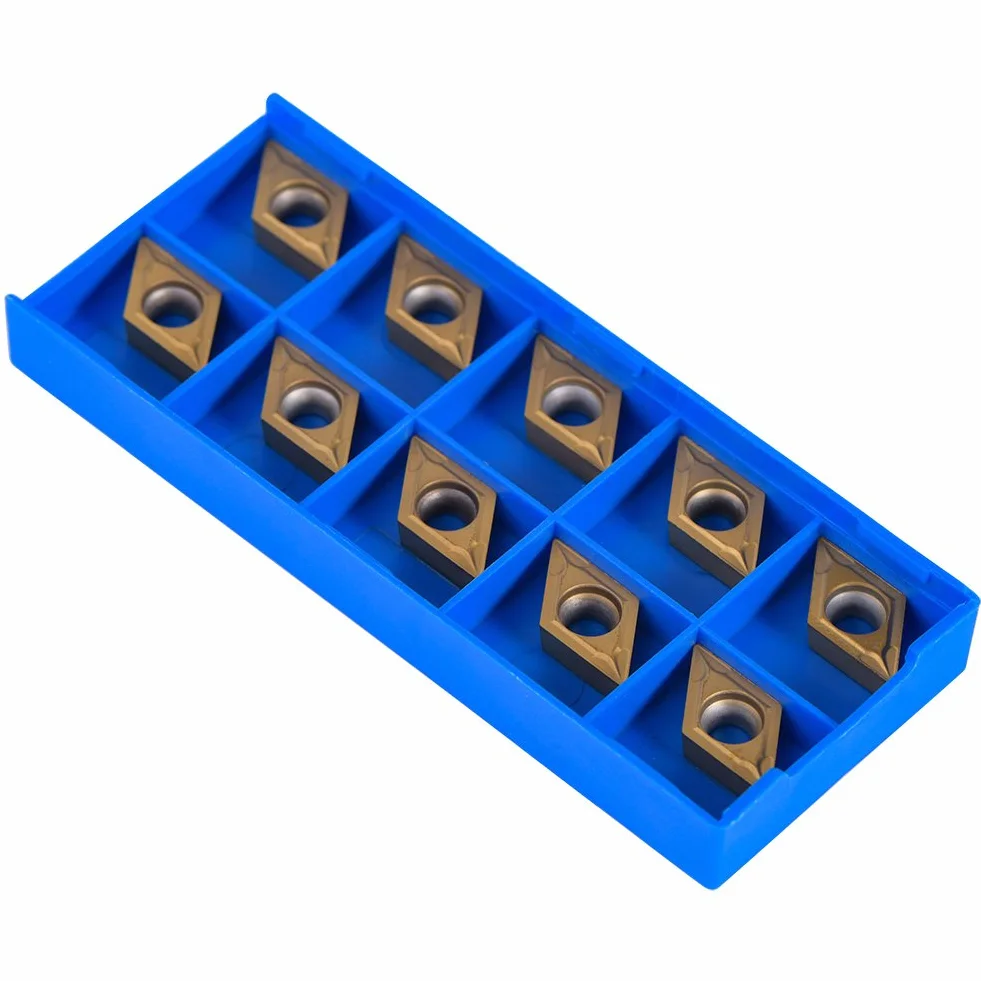 10 Piezas de Insertos de Torno de Carburo CNC DCMT Insertos de Torneado Herramientas de Torneado de Torno con Caja