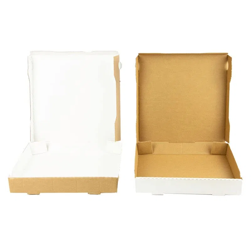 Caja Pizza/Empanada de cartón Reversible Blanca y Kraft - 300x300x40mm