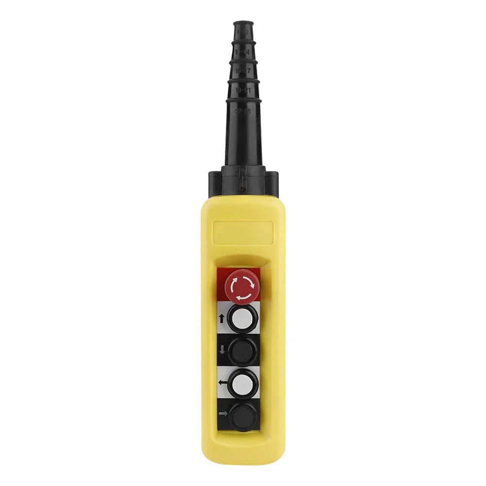 Control de polipasto de grúa, control de interruptor de polipasto, interruptor de botón pulsador de polipasto de cadena de grúa Controlador colgante de elevación 4 botones para estación