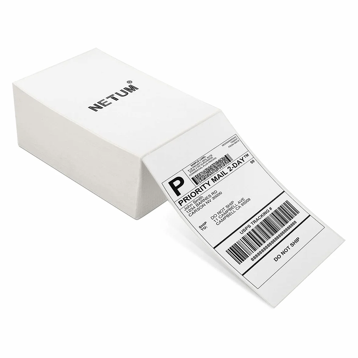 NETUM 4" x 6" Fan-fold Direct Thermal Labels - White Shipping Mailing Postage Labels, Perforated, Permanent Adhesive(1 Stacks - 500 Labels) (Thermal fanfold Label 4 X 6)