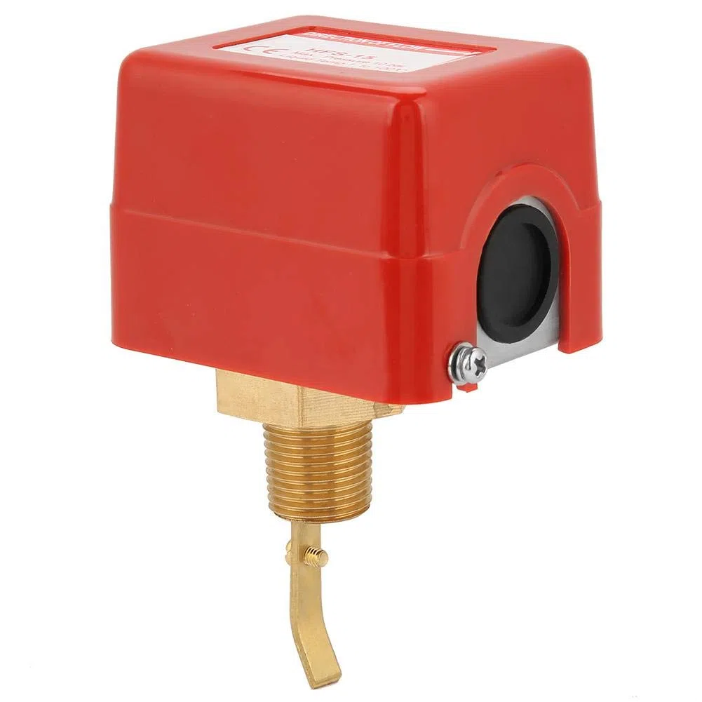 Interruptor de flujo, conexión de rosca ajustable de 1/2 pulgada Contactos SPDT Interruptor de válvula de flujo de paleta de agua Controlador de flujo 1.0Mpa para aire acondicionado, etc(Rojo)