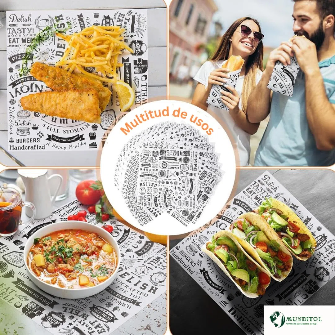 1000 unidades Papel Antigrasa alimentos - 30cmx30cm - Ideal para envolver alimentos - Estilo Retro de Periódico Antiguo - Especial para Basket Chips y Cualquier Tipo de Recipiente