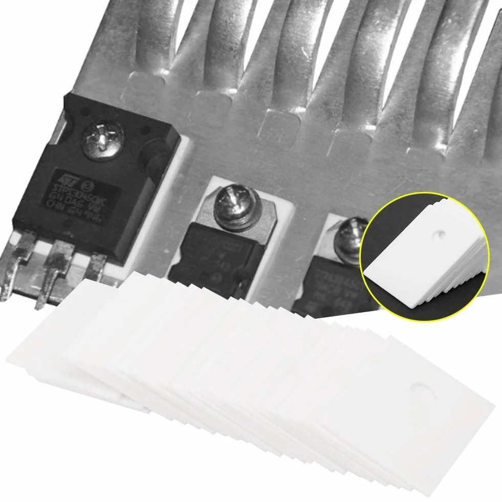 Fafeicy Lámina Aislante de Cerámica de Alúmina para Transistor TO-247, 100 Piezas, 17 x 22 x 1 mm, Almohadilla de Enfriamiento MOS IGBT