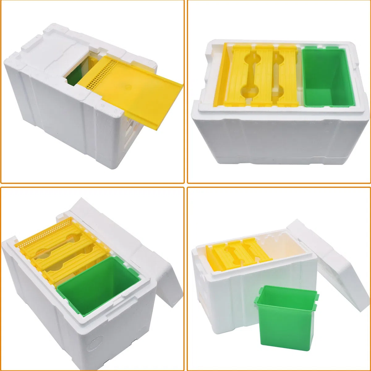 Cajas de Abejas con alimentador de Agua, Caja de Colmena de Abejas de 3 Cuadros con Puerta de cuadrícula, Caja de Bee Mini Caja de Espuma para Abejas, Suministros de Colmena de Abejas para el Ap