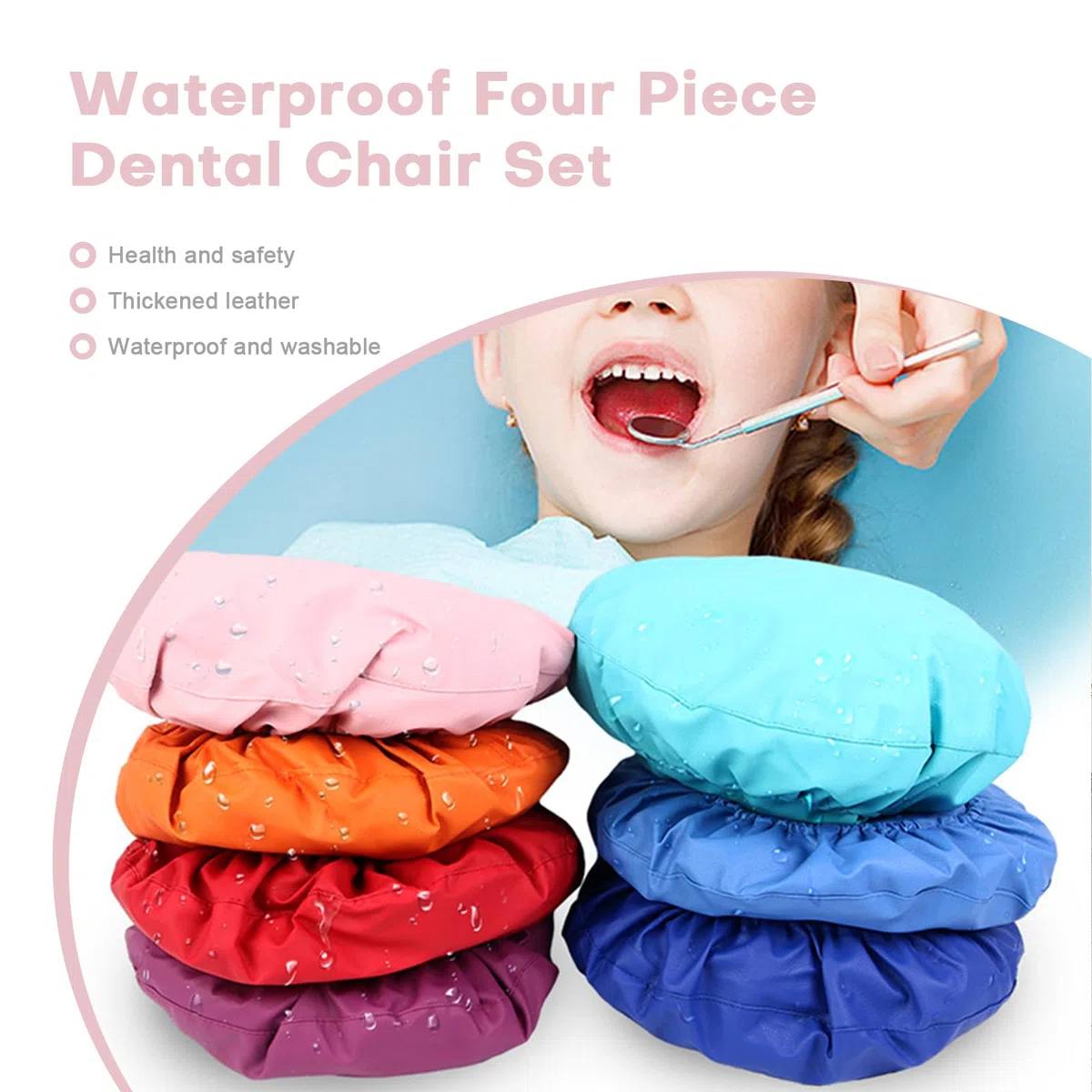 Fundas para sillones dentales, Juego de 5 Unidades de Cuero sintético para odontología, Fundas Protectoras Impermeables de Cuero sintético para sillones dentales, película compuesta(Pink)