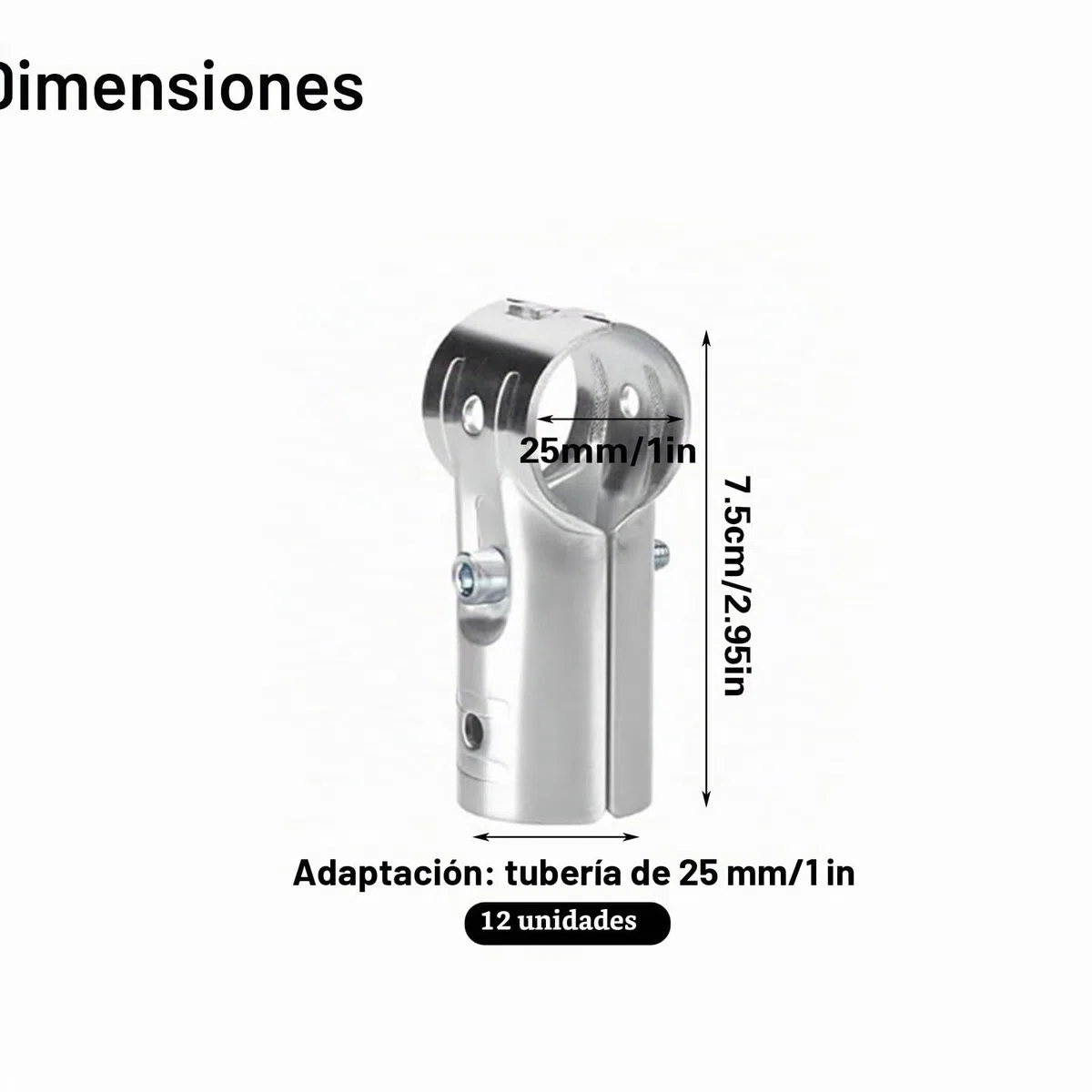 12 piezas Tubos Conector en T Pipe Clamp Conector Cadena Valla Abrazadera Esquina Herrajes Endschienenkblemme adecuado para diámetro exterior 25 mm