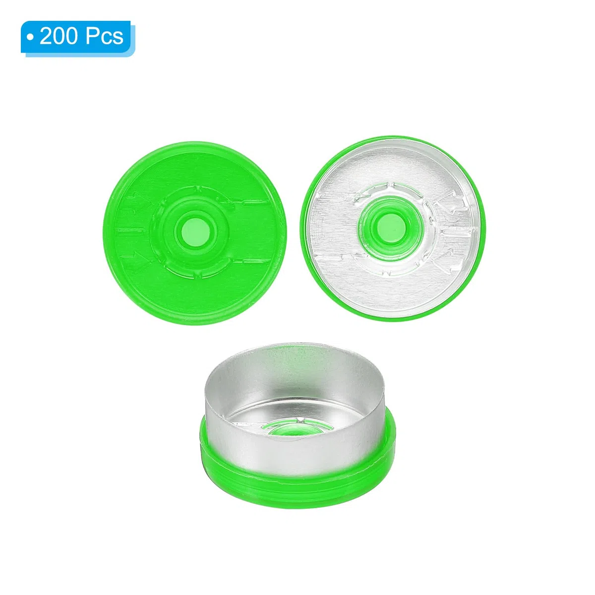 PATIKIL Tapas 20 Mm Apertura Rápida, 200 Pcs Tapas Apertura Rápida Sellos Apertura Rápida Sellos Para Viales Apertura Rápida Tapas Plástico Y Aluminio Para Viales Vidrio Laboratorio, Verde