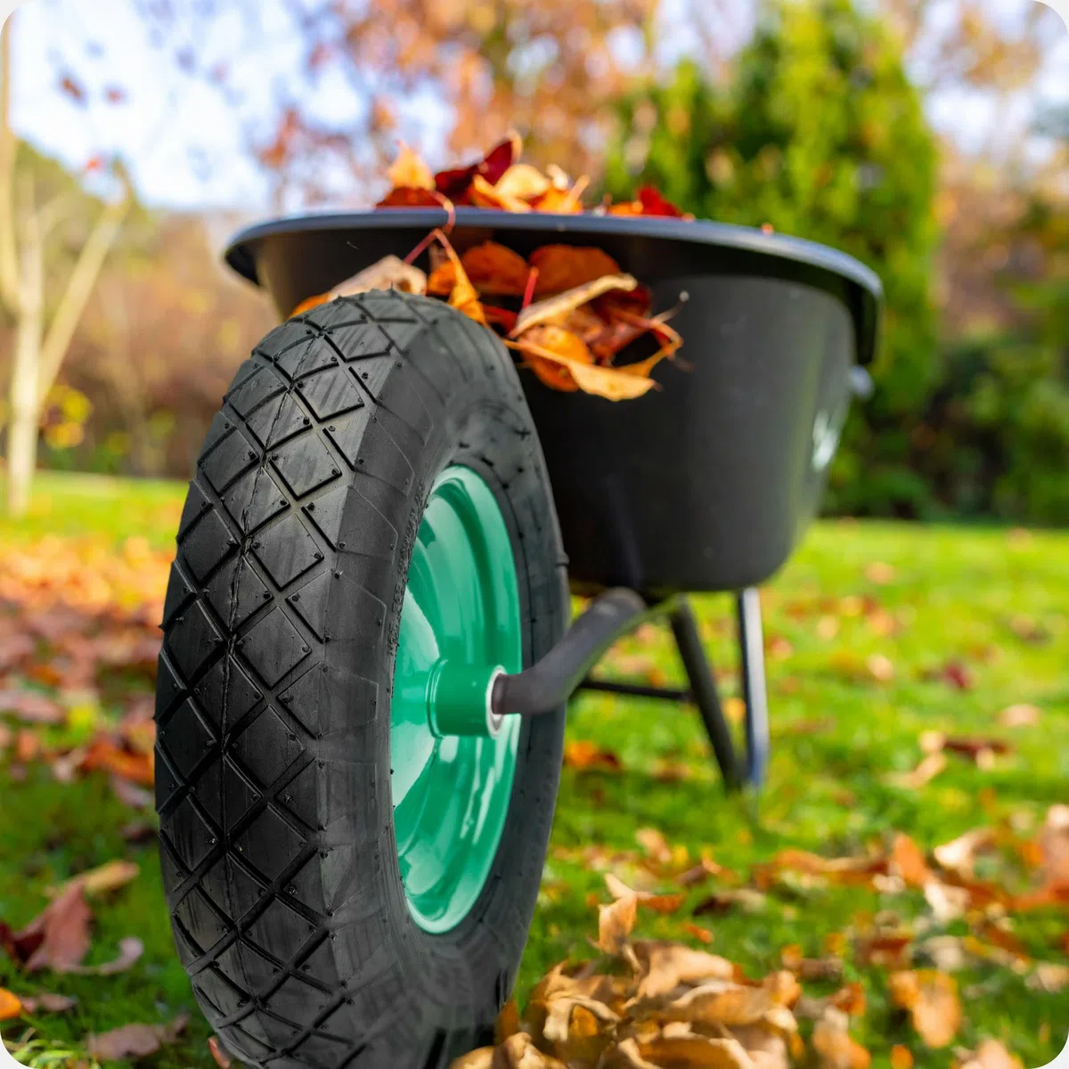 Garronda Rueda inflable 4.00-6 – Rueda Carretilla con Neumático, Cámara con Válvula, llanta metálica y Rodamientos – 2PR Ø320mm hasta 136 kg – Para Carretillas de obra y de jardín (Negro-Rojo)