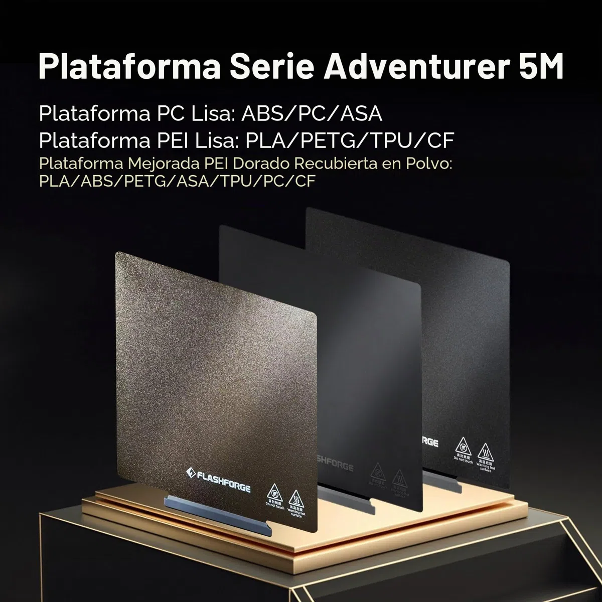 FLASHFORGE Adventurer 5M/5X/5M PRO Plataforma revestida de polvo PEI, desmontaje del modelo sin herramientas, separación automática tras el enfriamiento,Piezas para impresoras 3D AD5M/AD5M PRO/AD5X