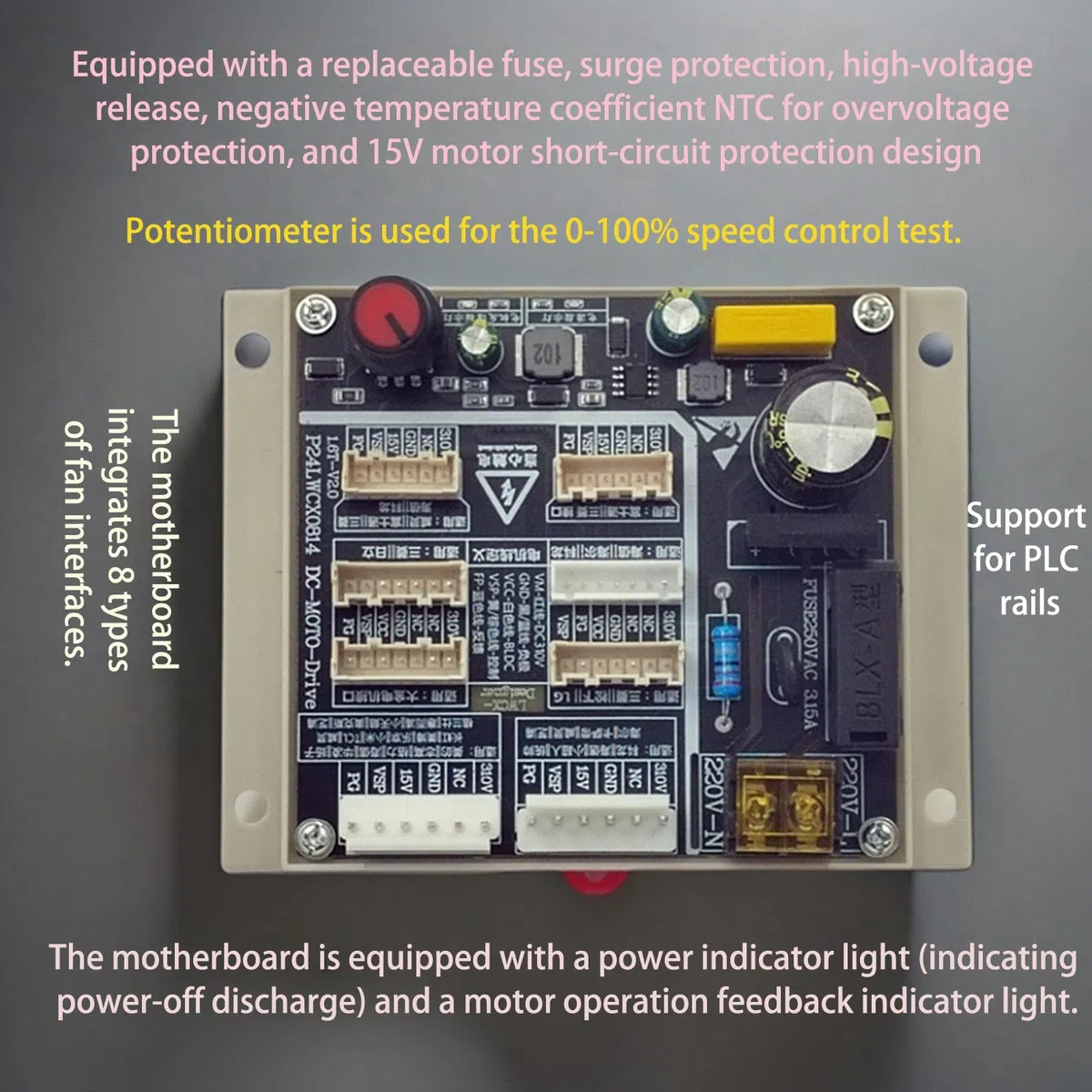 Actualizaciones High Electric Brushless Motor Drives Board for HVAC Systems Featuring Rise Defense & Automatic Discharge Universal HVAC Fan Motor Tester