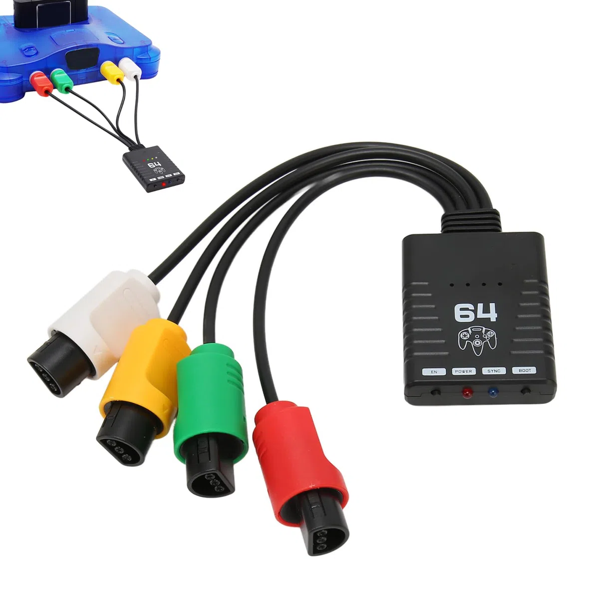 Ouitble Adaptador convertidor de consola de juegos Convertidor de inalámbrico Bluetooth Plug and Play profesional para consola N64 con conexión de múltiples dispositivos Conf