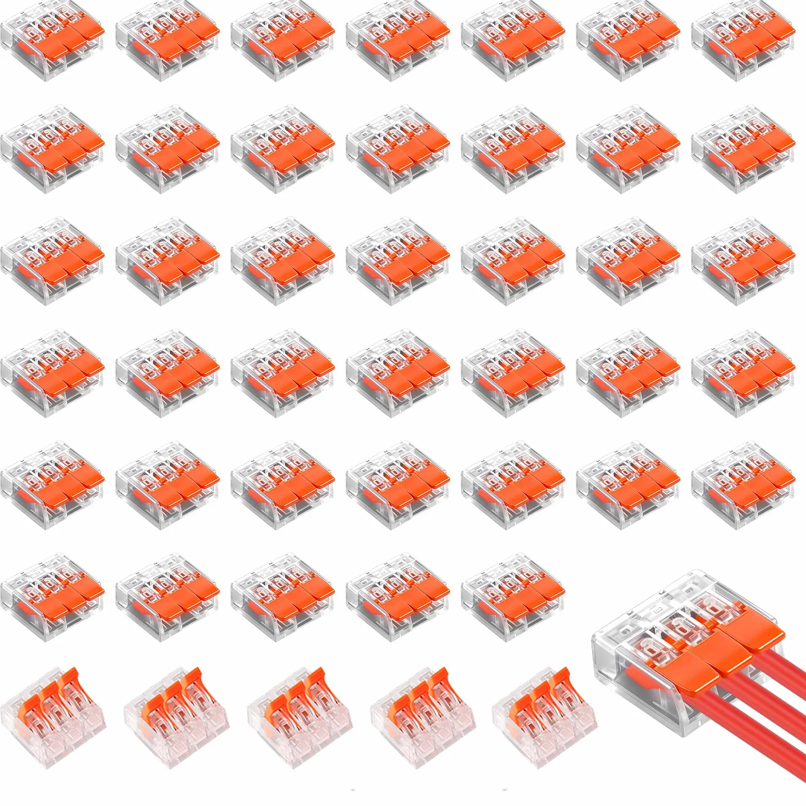 45 Piezas Conectores Electricos Rapidos con Palanca Terminales de Conexión Rapida 3 Pines para Instalaciones Eéctricas con Abrazadera de Rango de Cable de 0,14-4 mm²
