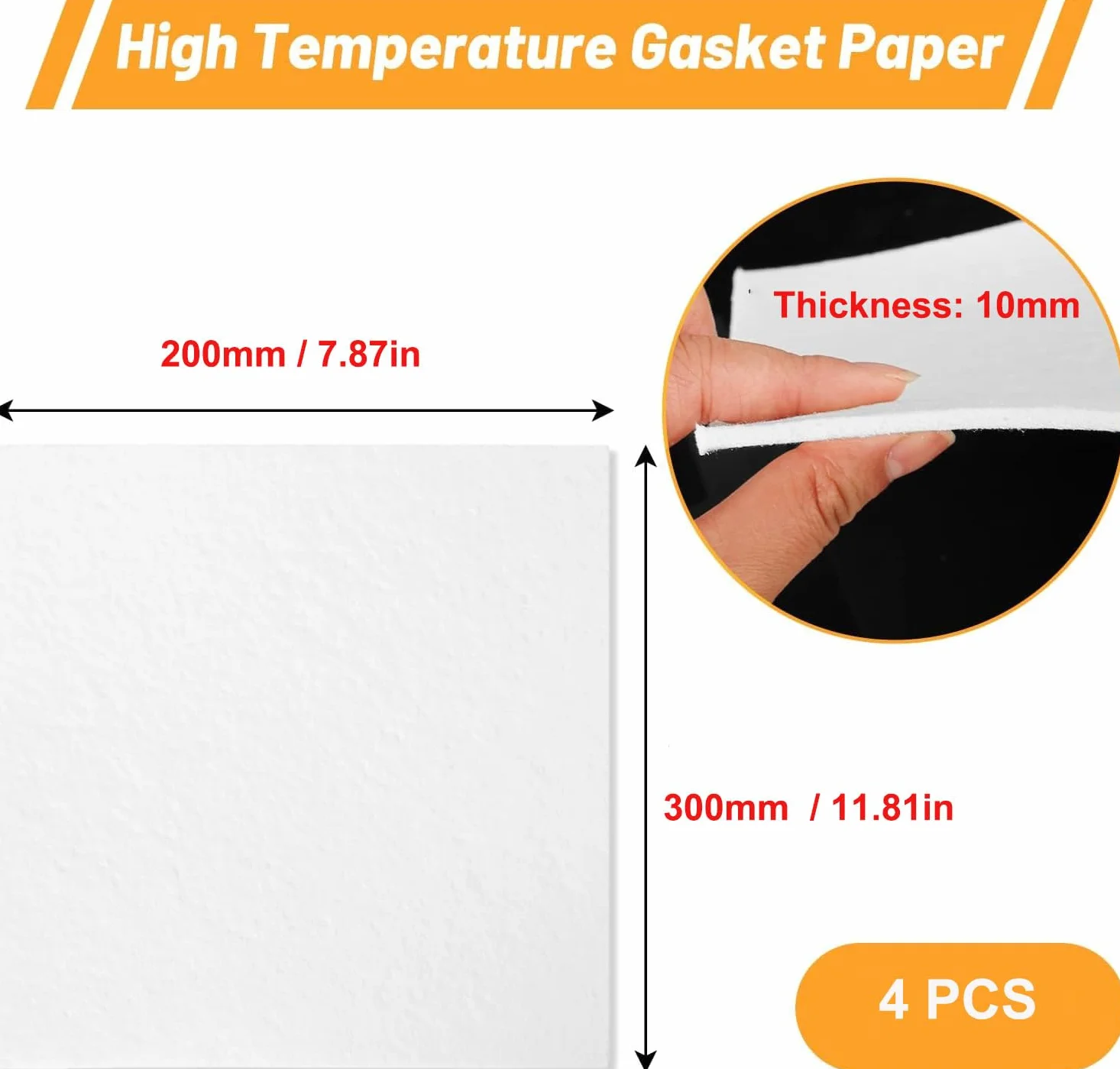 4 láminas aislantes de fibra cerámica de alta temperatura: láminas ignífugas for calderas, hornos y estufas.(Thickness: 10mm)