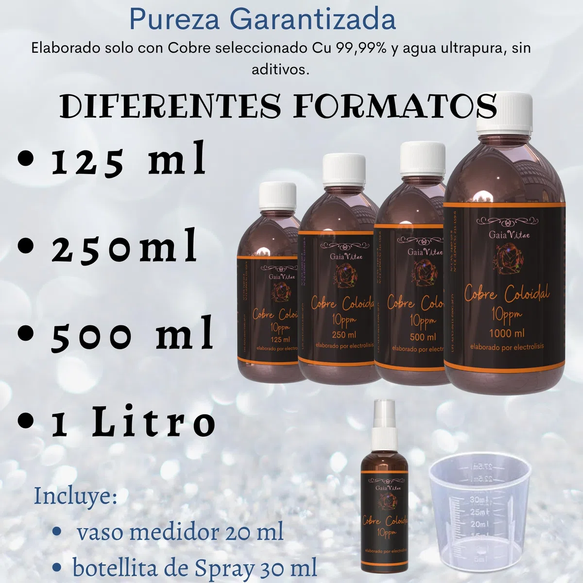 Cobre Coloidal 250 ml | Solución Coloidal de 10 ppm con Nanopartículas de Alta Pureza | Envase Ámbar Protector