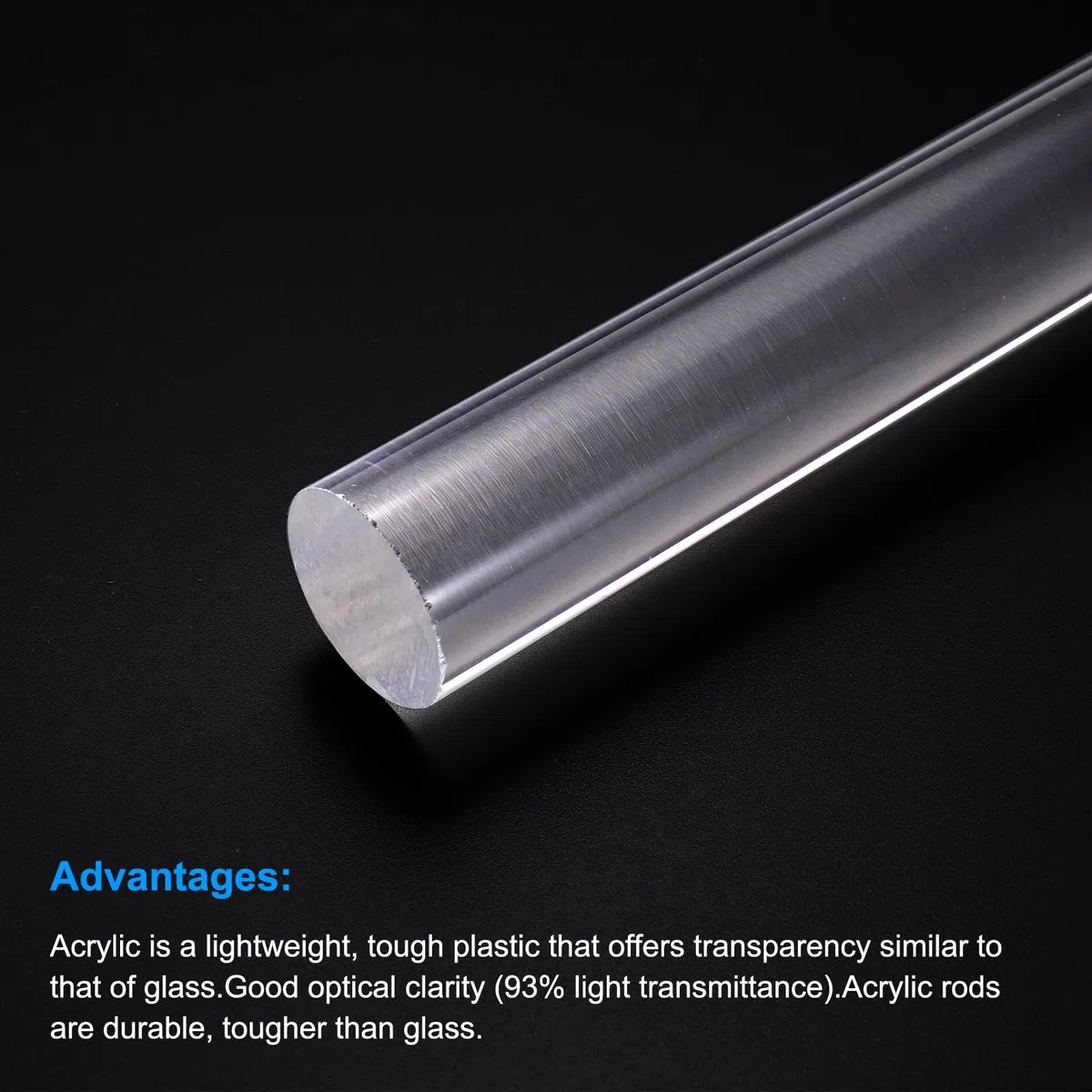 QUARKZMAN Acrílico Redonda Varilla 25mm Diámetro 10" Longitud Transparente Sólido Plástico PMMA Barra Palo Acrílico Pasador Varillas para Bricolaje Manualidades Iluminación 3uds