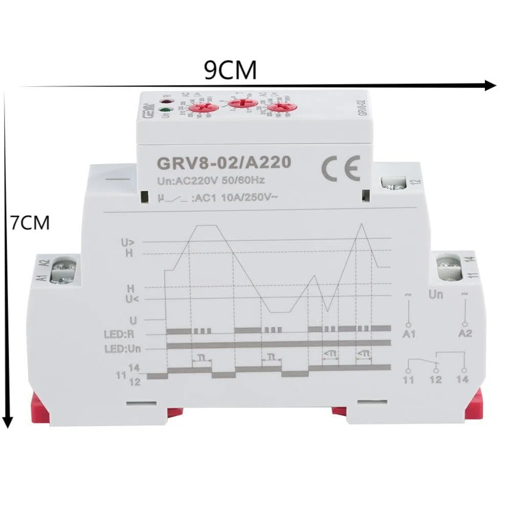 GRV8-02 Relé de monitoreo de control de voltaje monofásico Protección contra sobrevoltaje para equipos eléctricos o compresores(GRV8-02/A220)