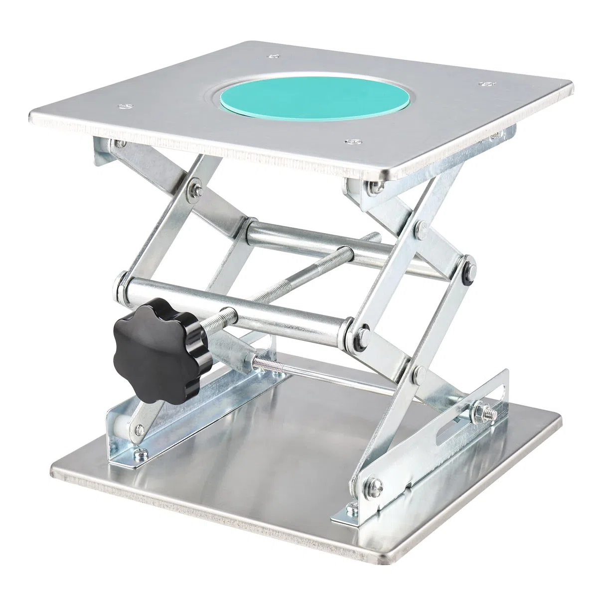 BOOMSTART Mesa elevadora de laboratorio de acero inoxidable, plataforma de elevación de laboratorio, 200 x 200 mm, soporte, tijera de laboratorio, gato manual de control para laboratorio, plataforma