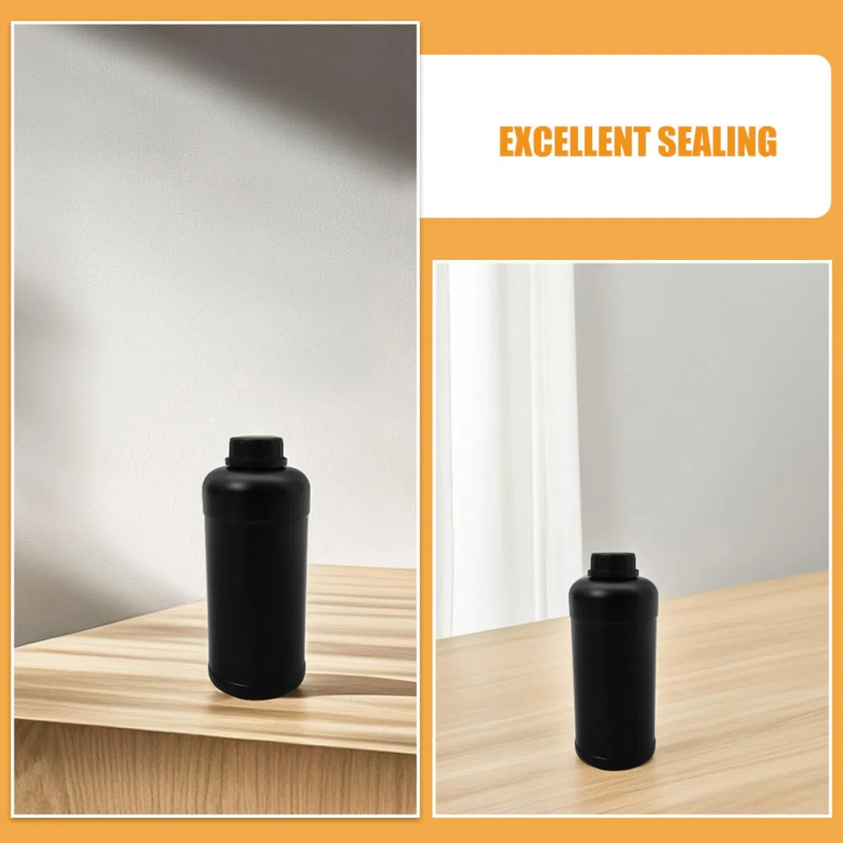 Genérico Botellas para Reactivos de Plástico Negro Opaco 1000Ml, 6 Unidades Tapa para Almacenamiento Seguro en Laboratorios y Manejo de Líquidos Químicos