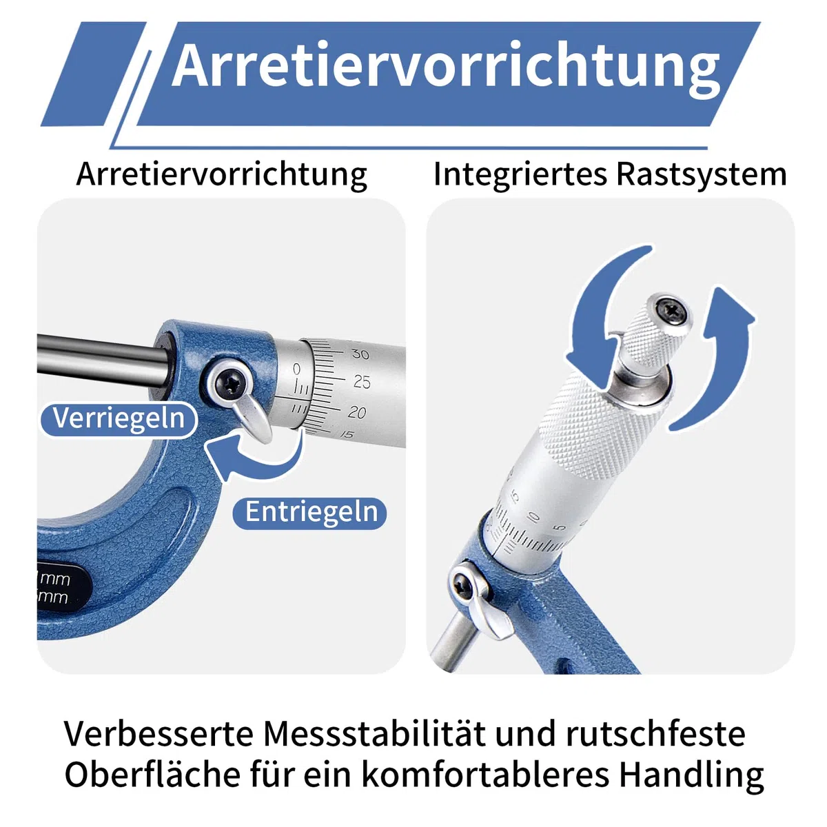 Micrómetro de 0,01 mm de resolución, rango de medición 0-25 mm, tornillo de medición de alta precisión, micrómetro métrico exterior pinza de freno con ajuste de cero llave