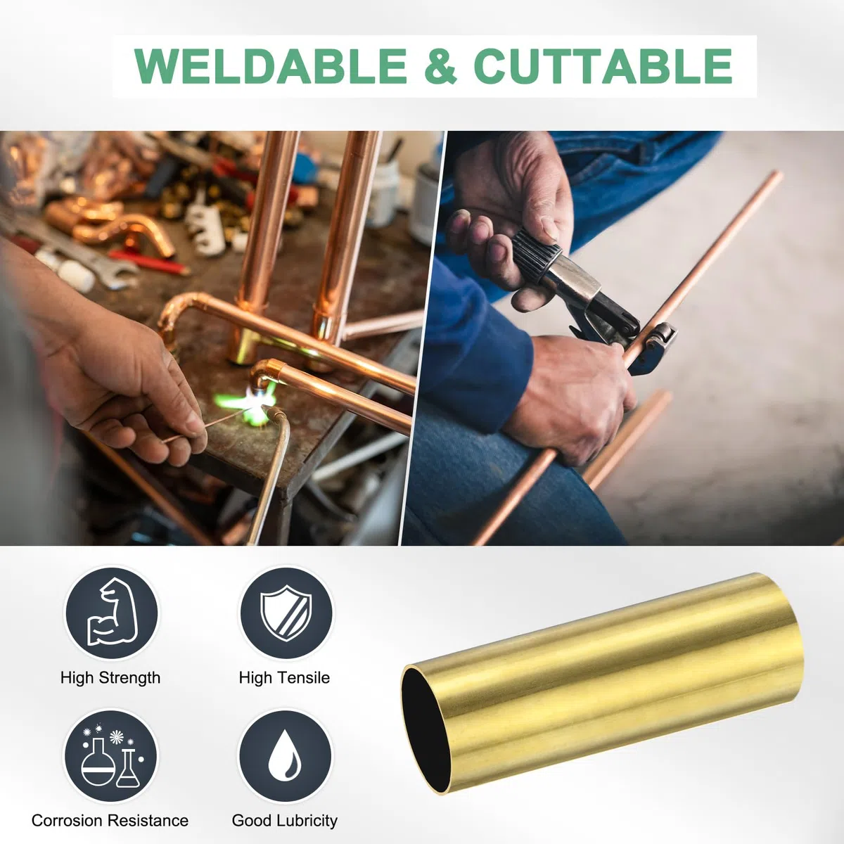 M METERXITY 30 Piezas De Tubo Redondo De Latón De 30 Mm, 10 Mm De Diámetro Exterior Y 0.5 Mm De Grosor De Pared, Tubo Corto De Latón Sin Costura Para Manualidades [0.39x0.02x1.18 PULG]