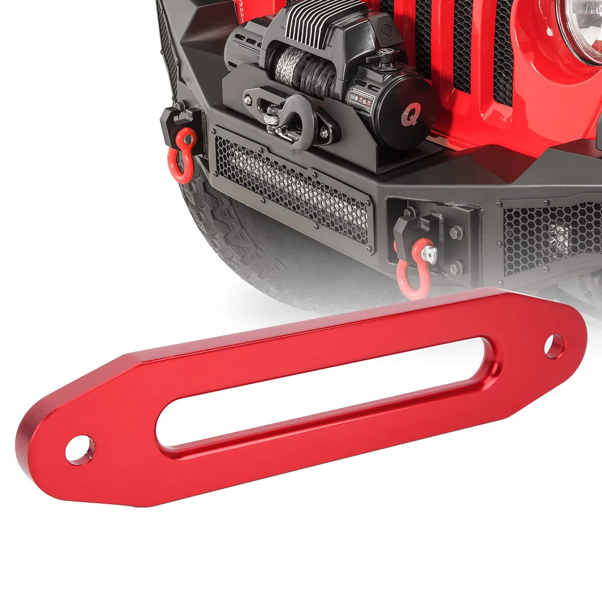 Buachois Cabrestante Estilo Hawse Guia de Paso Guía Puerto Bloque de Cuerda Bloqueador de Cuerda Cabrestante de Vehículo Todoterreno Cabrestante de Cuerda de Nailon Accesorios 10 Pulgadas(Rojo)