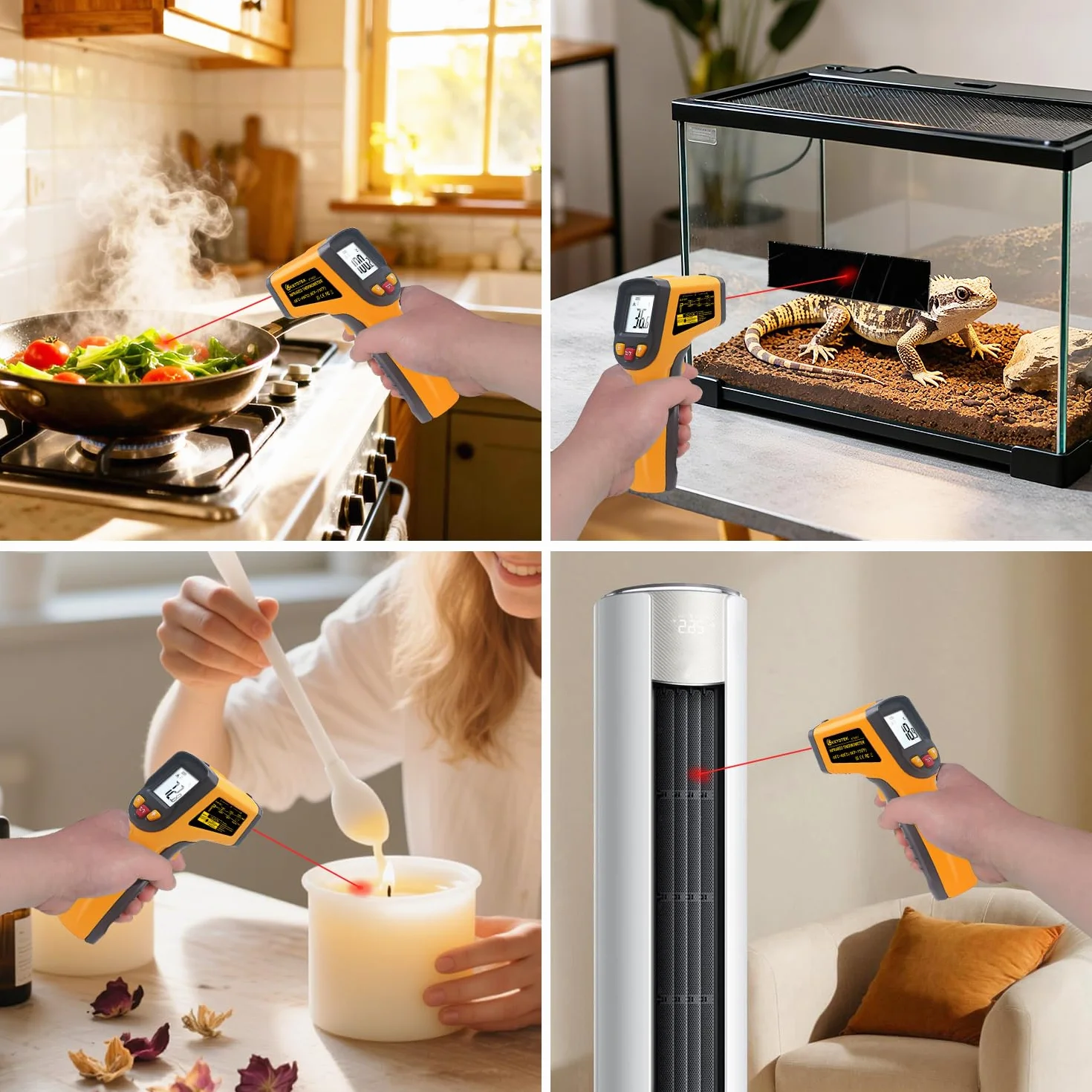 KETOTEK Termómetro Infrarrojo Pistola Temperatura Láser Sin Contacto -50℃~600℃ (-58~1112℉) Digital Termómetro IR para Cocina