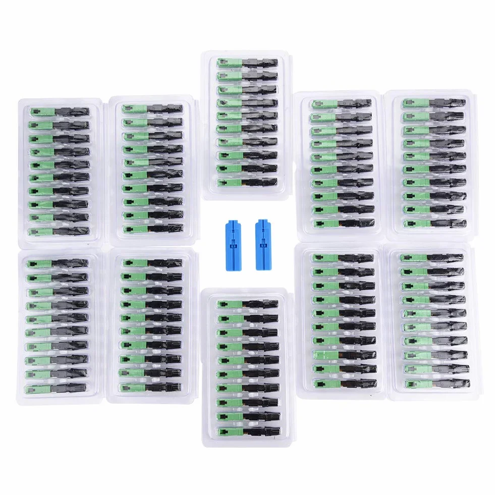 Vikye 100 piezas de conexión rápida de fibra óptica SC/ integrado Adaptador de conexión rápida con sensor de longitud de fibra óptica para FTTH