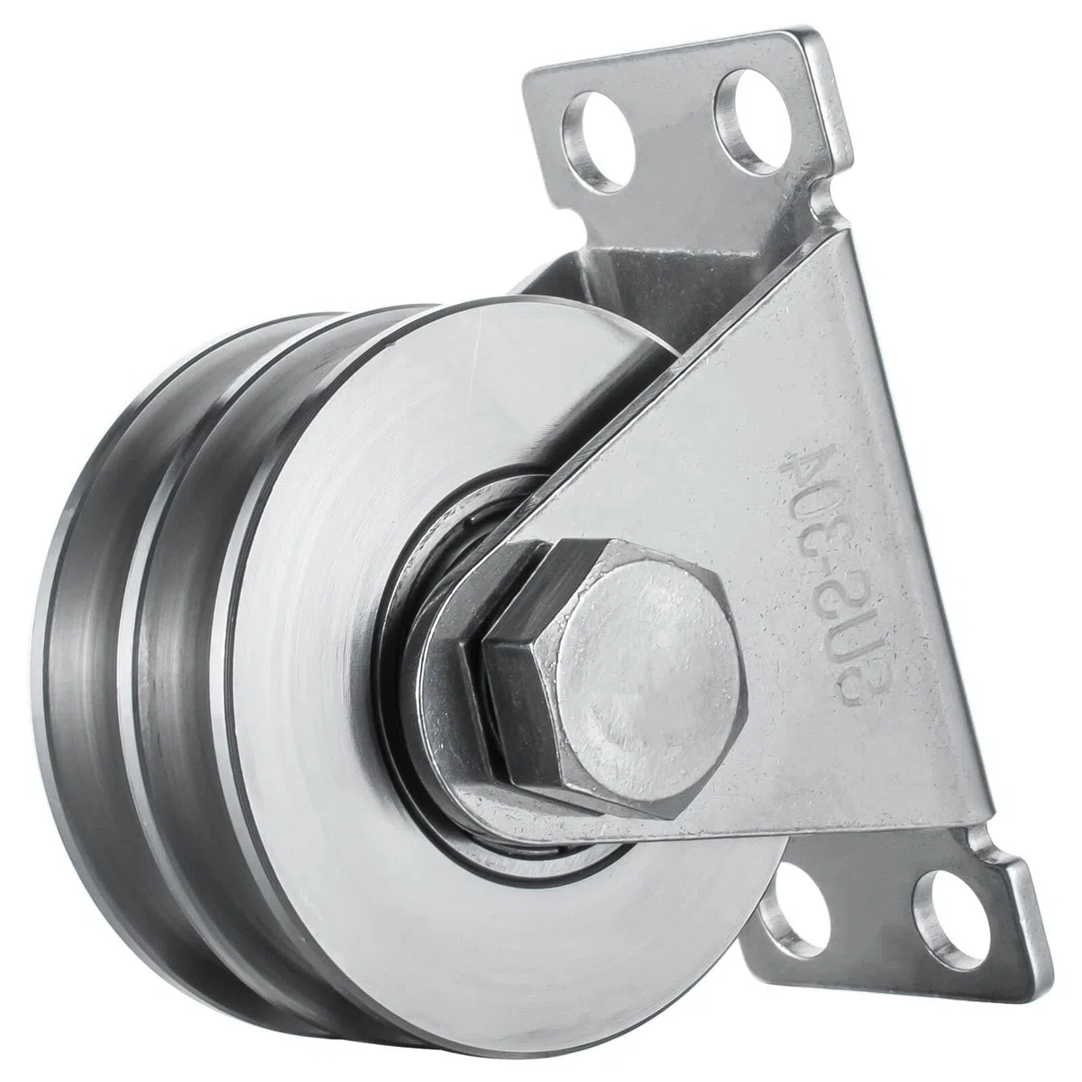Polea doble con 2 rodamientos de bolas, polea de acero inoxidable, poleas para cuerdas de 8 mm, cable de acero, capacidad de carga de 500 kg, 1 pieza