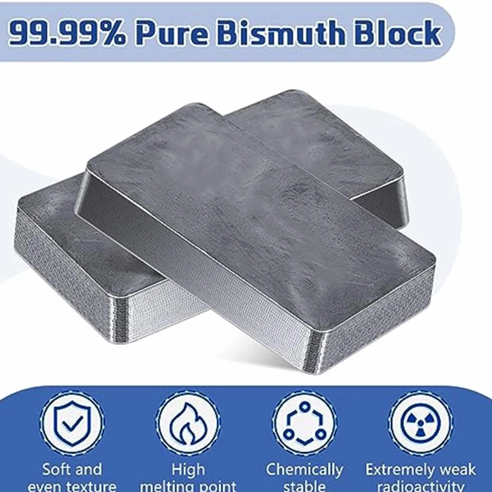 2 bloques de bismuto 99,99% puro de metal de bismuto de 2 kg como se muestra para hacer cristales, experimentos científicos, manualidades