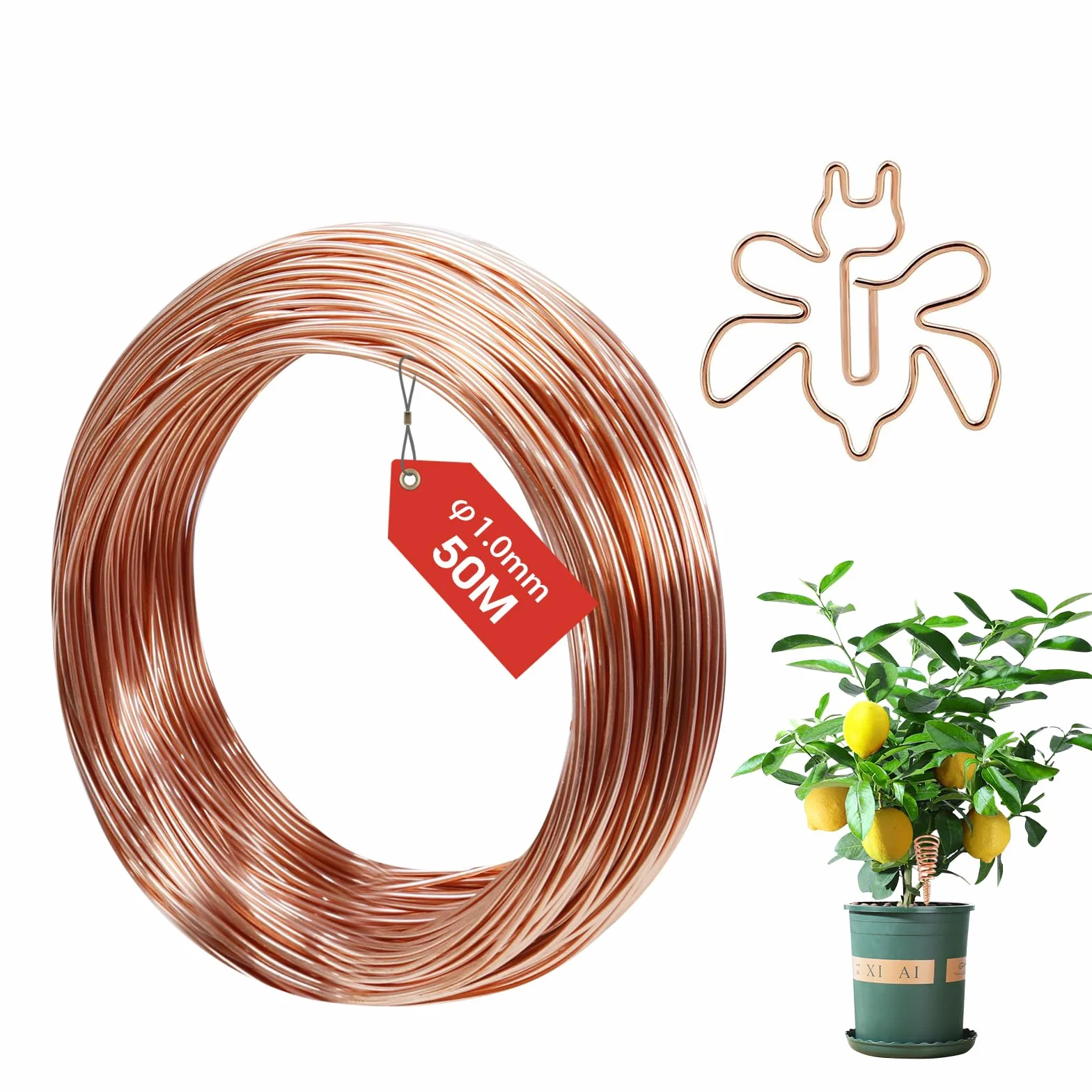Alambre de Cobre Puro T2 1.0mmx50m, Desnudo para Soldadura, Resistente al Desgaste, para Electrocultura, Jardinería, DIY