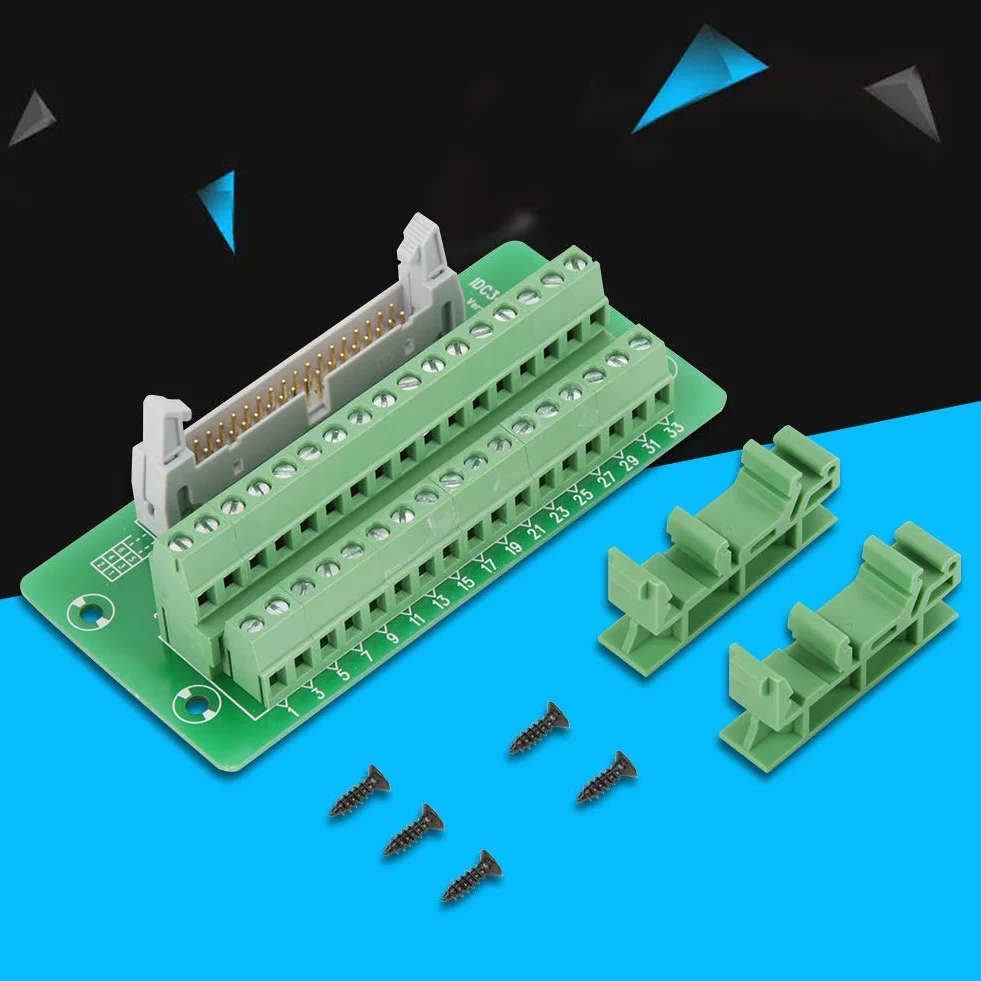 Idc34P Interfaz De Plc Conector Bloque De Terminales Tablero Desbloqueo Encabezado Masculino 34 Pines Con Soporte Pcb Para Automatización Industrial