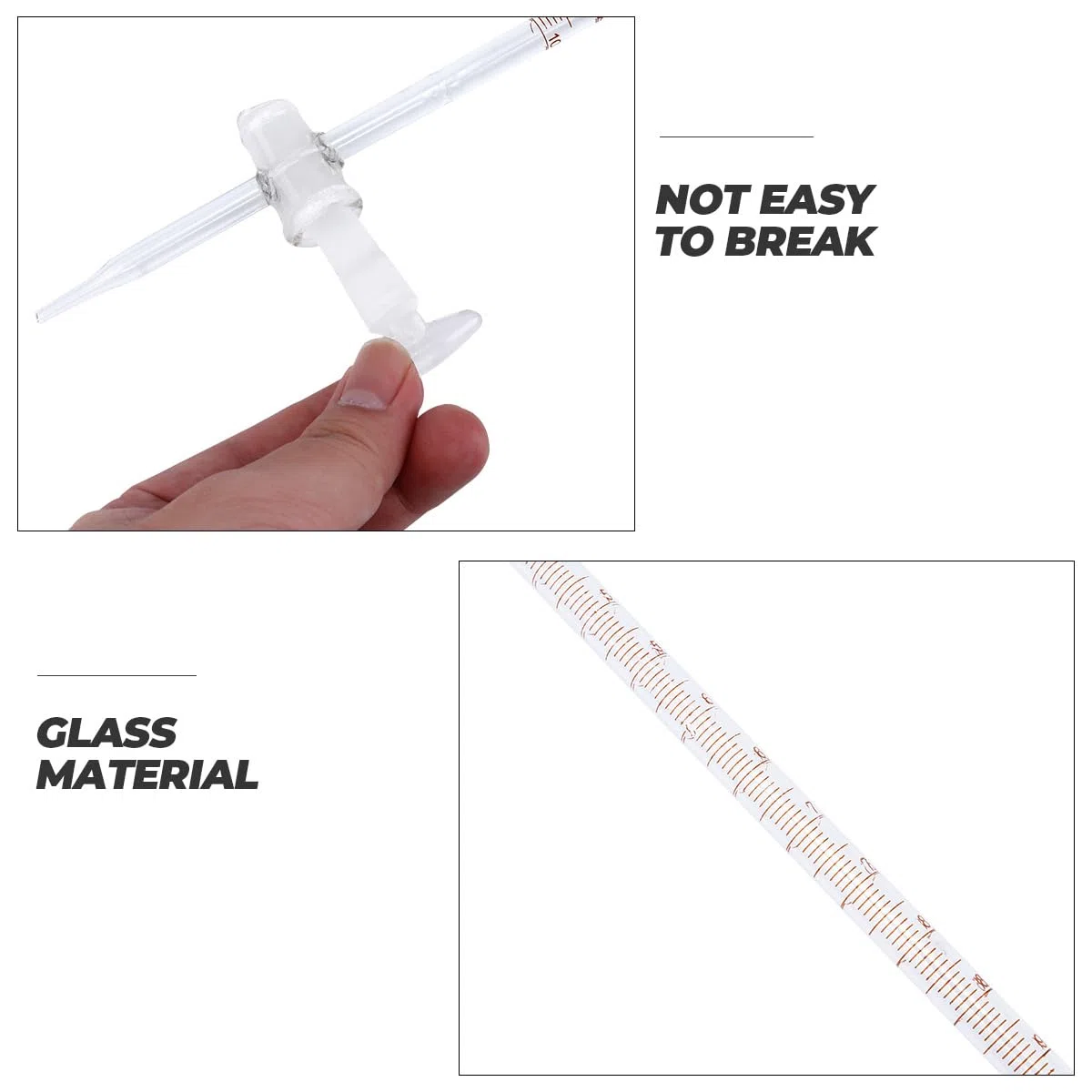 Gatuida Bureta ácida 10 ml Set 2 piezas con llave de paso ptfe instrumento químico de vidrio para suministros de laboratorio y enseñanza secundaria