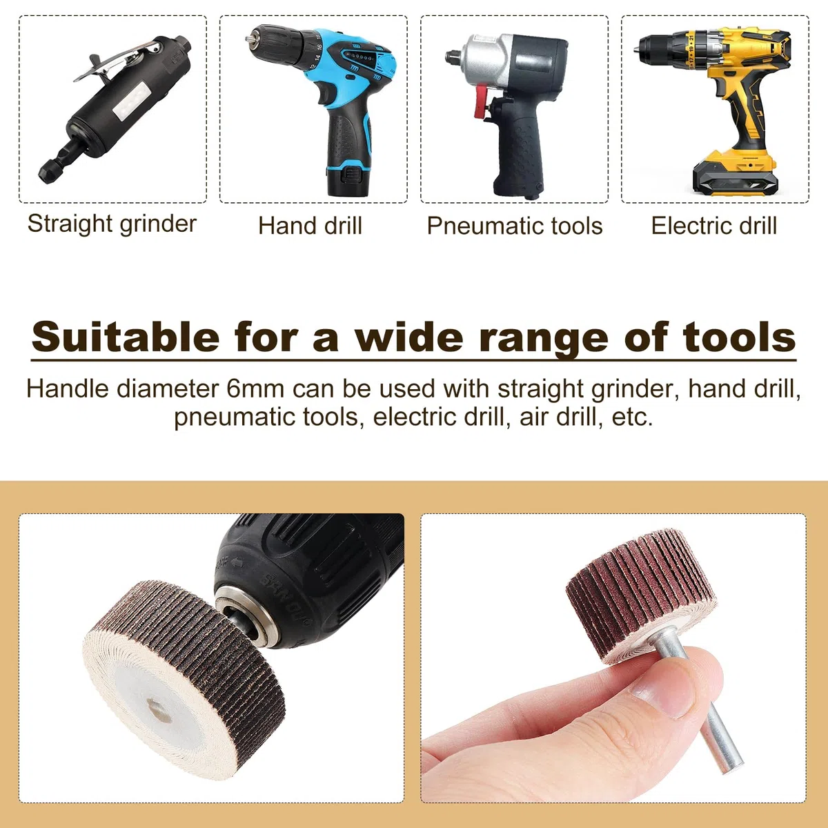 HSEAMALL 22 unidades de lijadora de láminas, accesorio de lijado para taladro de 1/4 pulgadas Shank Sanding Paper Polishing Wheel for Drill Rotary Tool