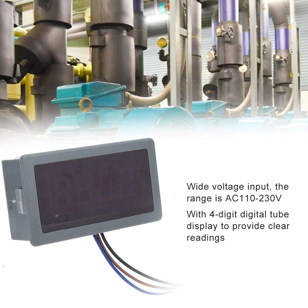 Medidor de Velocidad Digital, Pantalla Medición Alta 220V AC Tacómetro Tubo de 4 Dígitos y Detectores Precisión AC220V