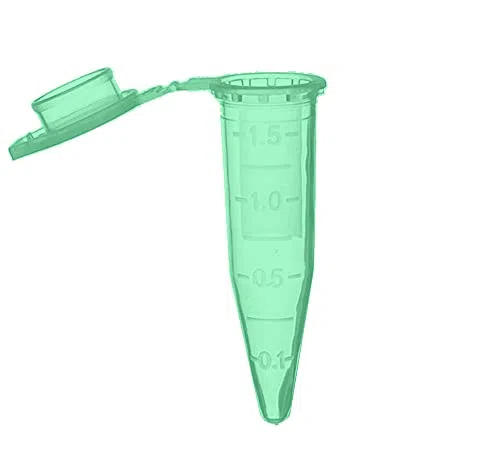 MUHWA Tubos de Microcentrífuga de 1,5 ml, 500 Piezas, Polipropileno Graduado con Tapa a Presión, Verdes, Microtubos Cónicos para Muestras de Laboratorio