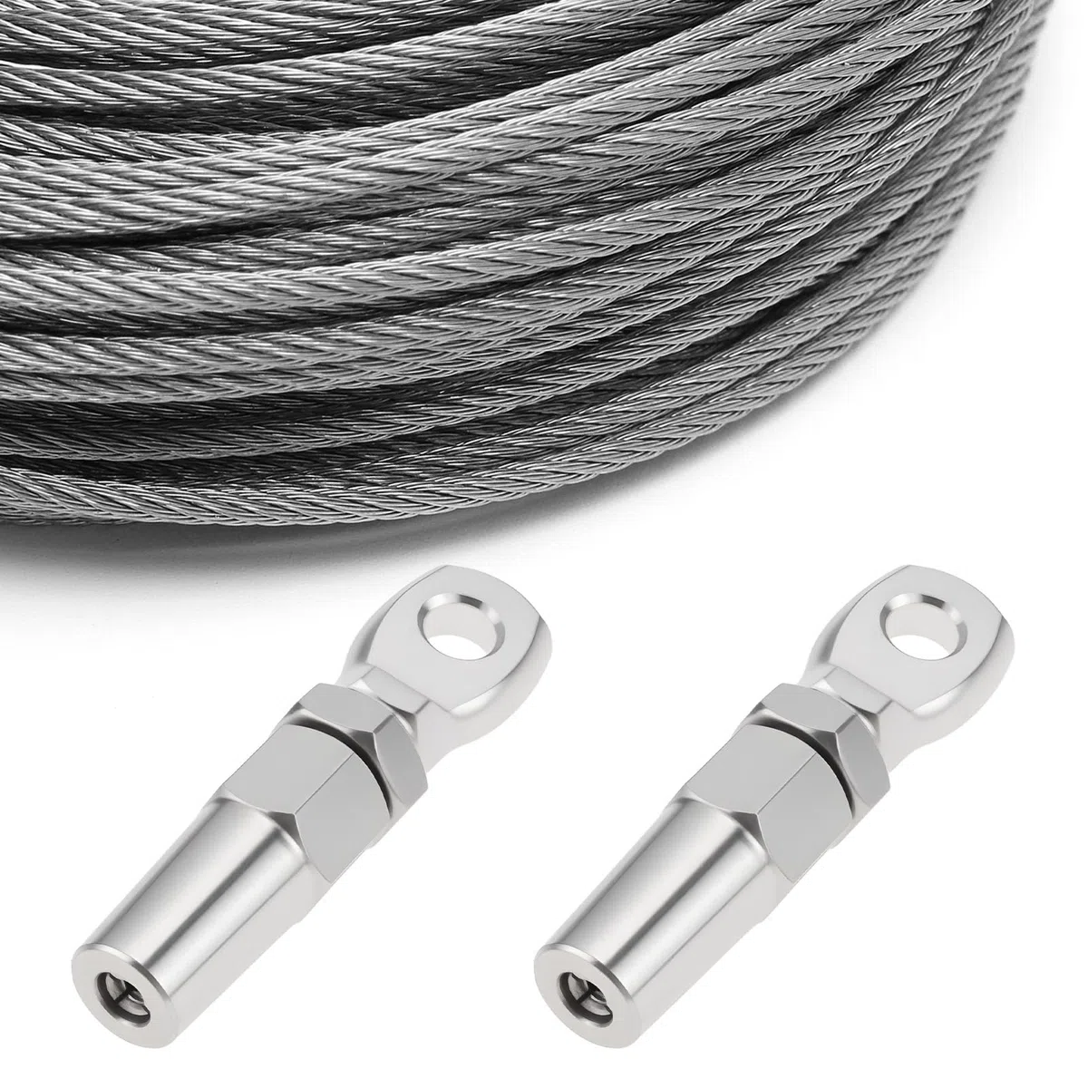 SG Store 2 Piezas Terminal de Ojo Sin Estampa de Accesorio de Aparejo de Cable de Acero Inoxidable Compatible con Diámetro de Cable de 3 Mm