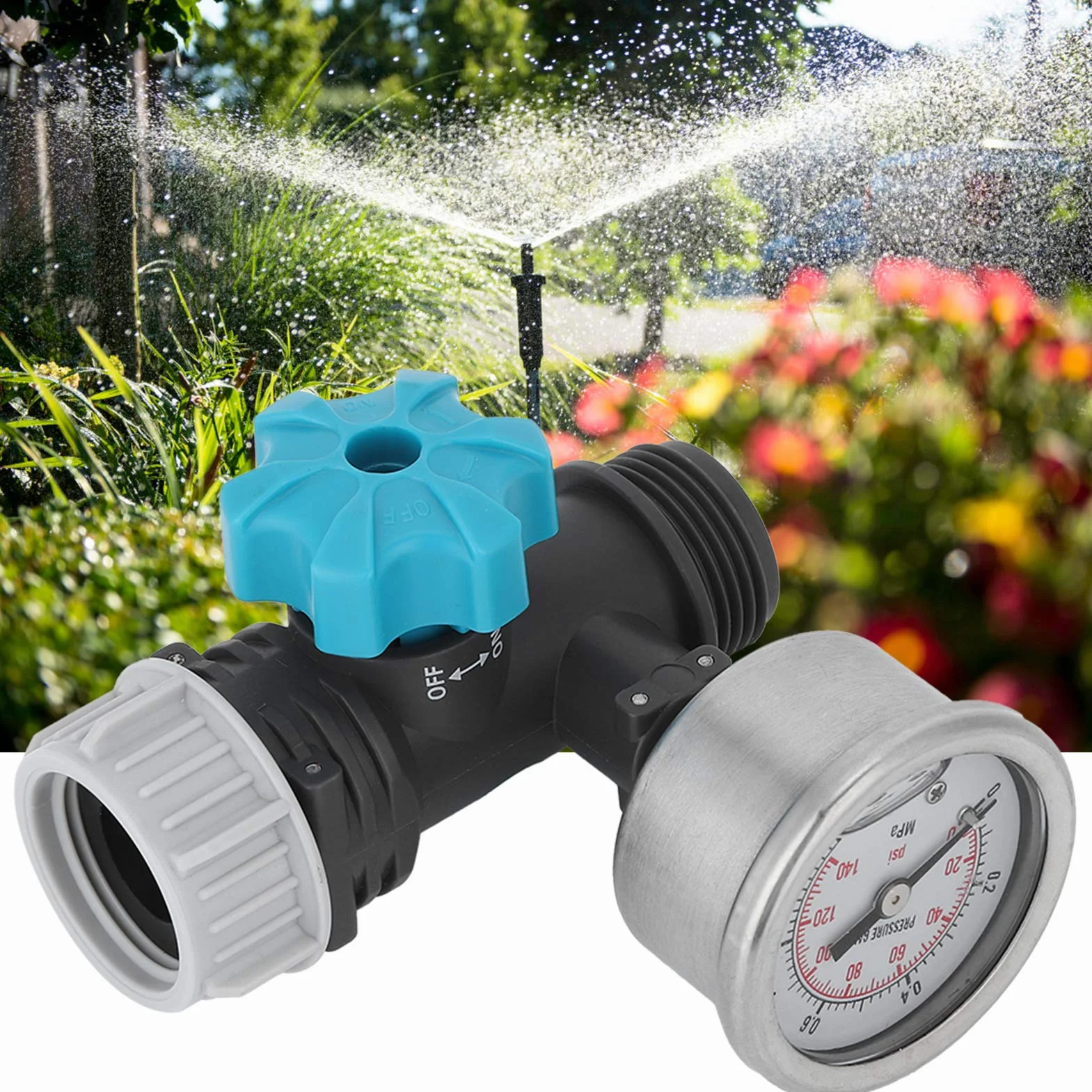 Reductor de Presión Agua Manómetro de Agua Reductor de Presión Válvula de Presión de Agua, G3/4 Pulgada Válvula de Control de Presión de Agua Ajustable con Manómetro,