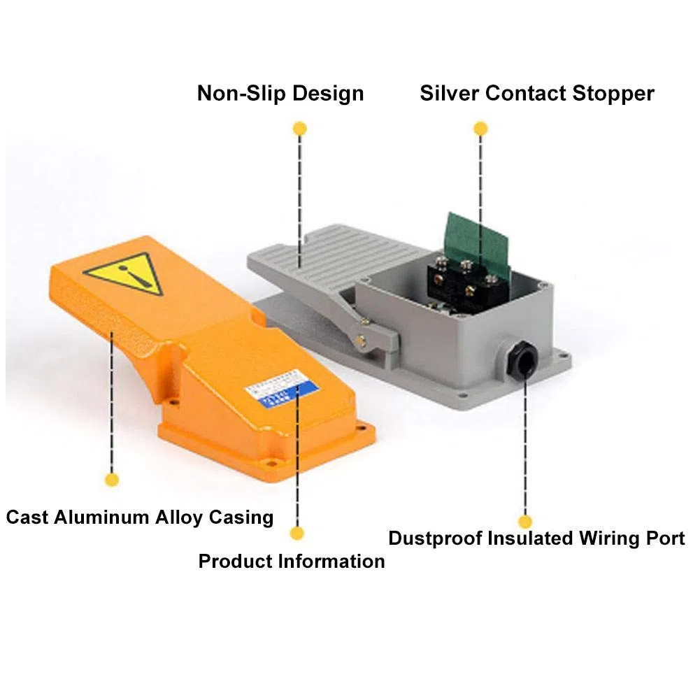 Controlador de pie de carcasa de aluminio industrial interruptor de pedal con contacto instant¨¢neo para equipo de m¨¢quina herramienta