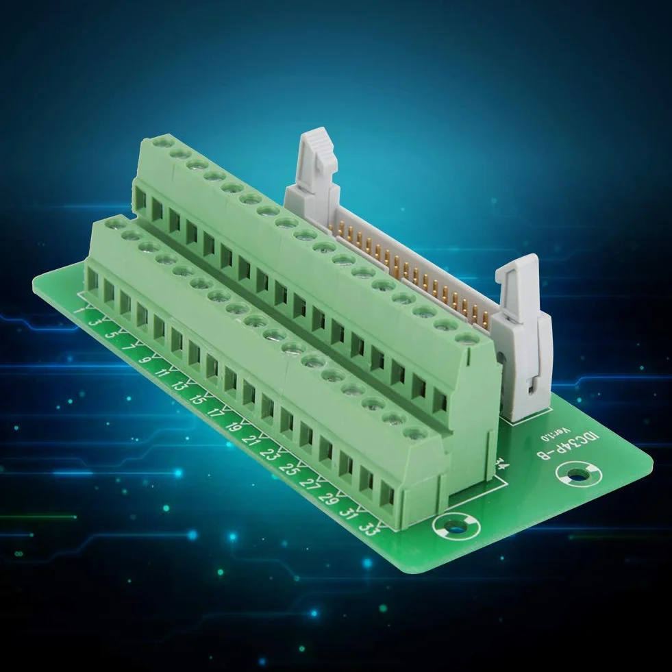 Idc34P Interfaz De Plc Conector Bloque De Terminales Tablero Desbloqueo Encabezado Masculino 34 Pines Con Soporte Pcb Para Automatización Industrial