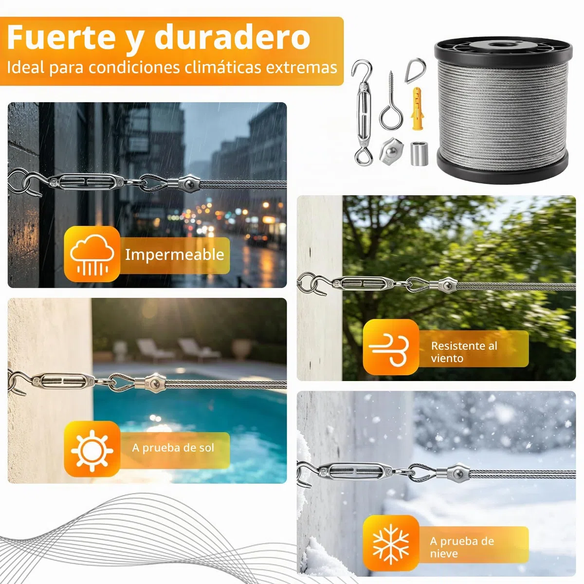 Cable de Acero Inoxidable 60 m 2 mm, Jardín de Alambre para Plantas Trepadoras, PVC Recubierto de Alambre de Jardín para Tendedero Exterior, Plantas Trepadoras, Decoración, Toldos, Proyectos DIY