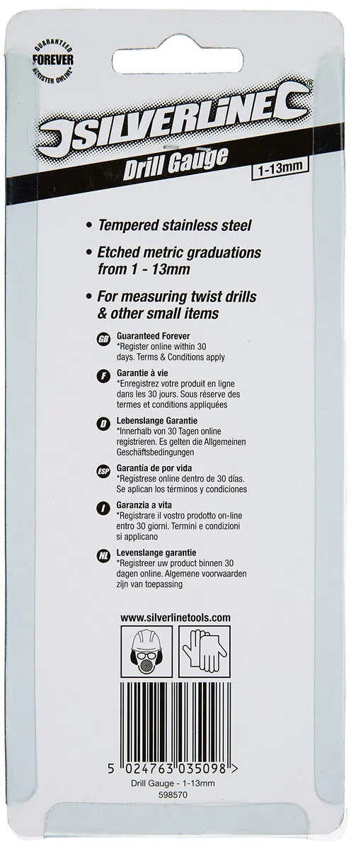 Silverline Tools 598570 - Calibrador de brocas (1-13 mm)