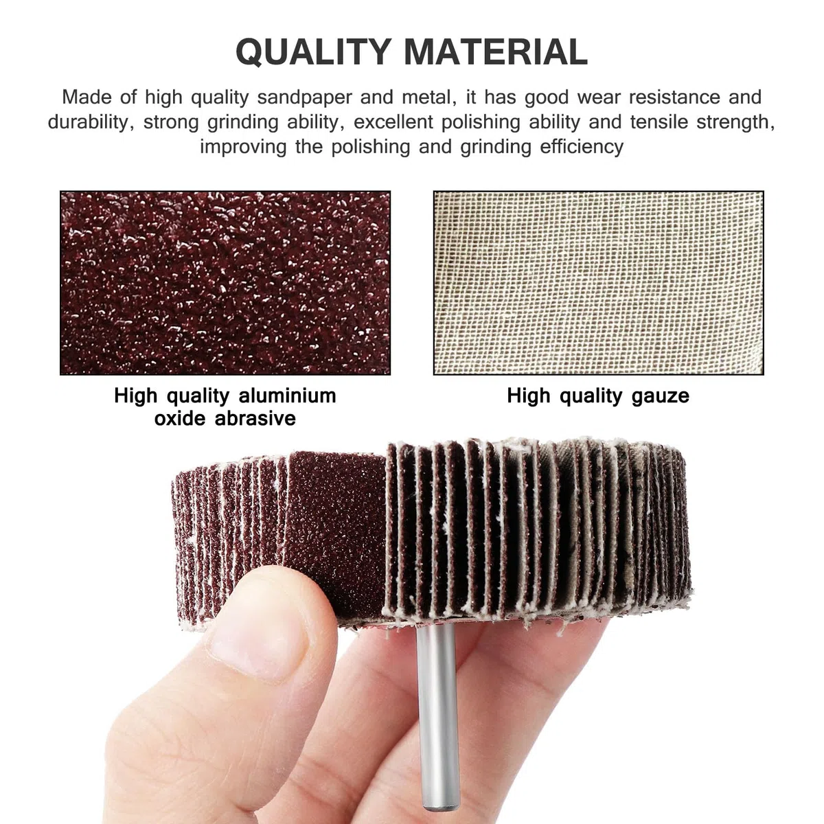 Juego de 24 lijadoras de láminas de grano 80, lijadora de láminas para madera y metal, papel de lija con vástago de 6 mm, para desbarbar, lijar, pulir, eliminar el óxido
