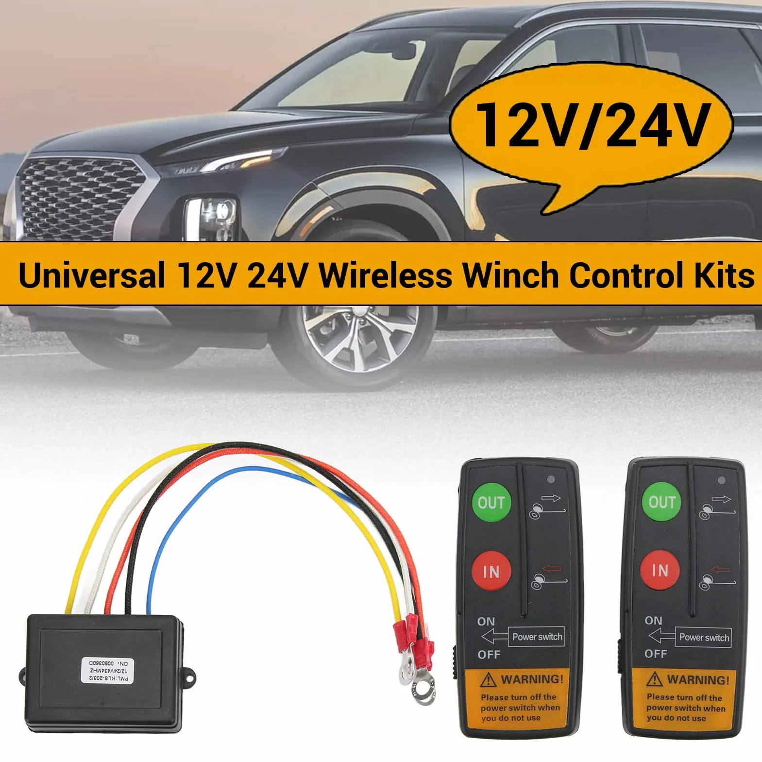 Kit de Control Remoto de Cabrestante Inalámbrico Rango de 75 Pies 12V 24V Alta Sensibilidad Universal para Coche ATV Camión ATV Cabrestante