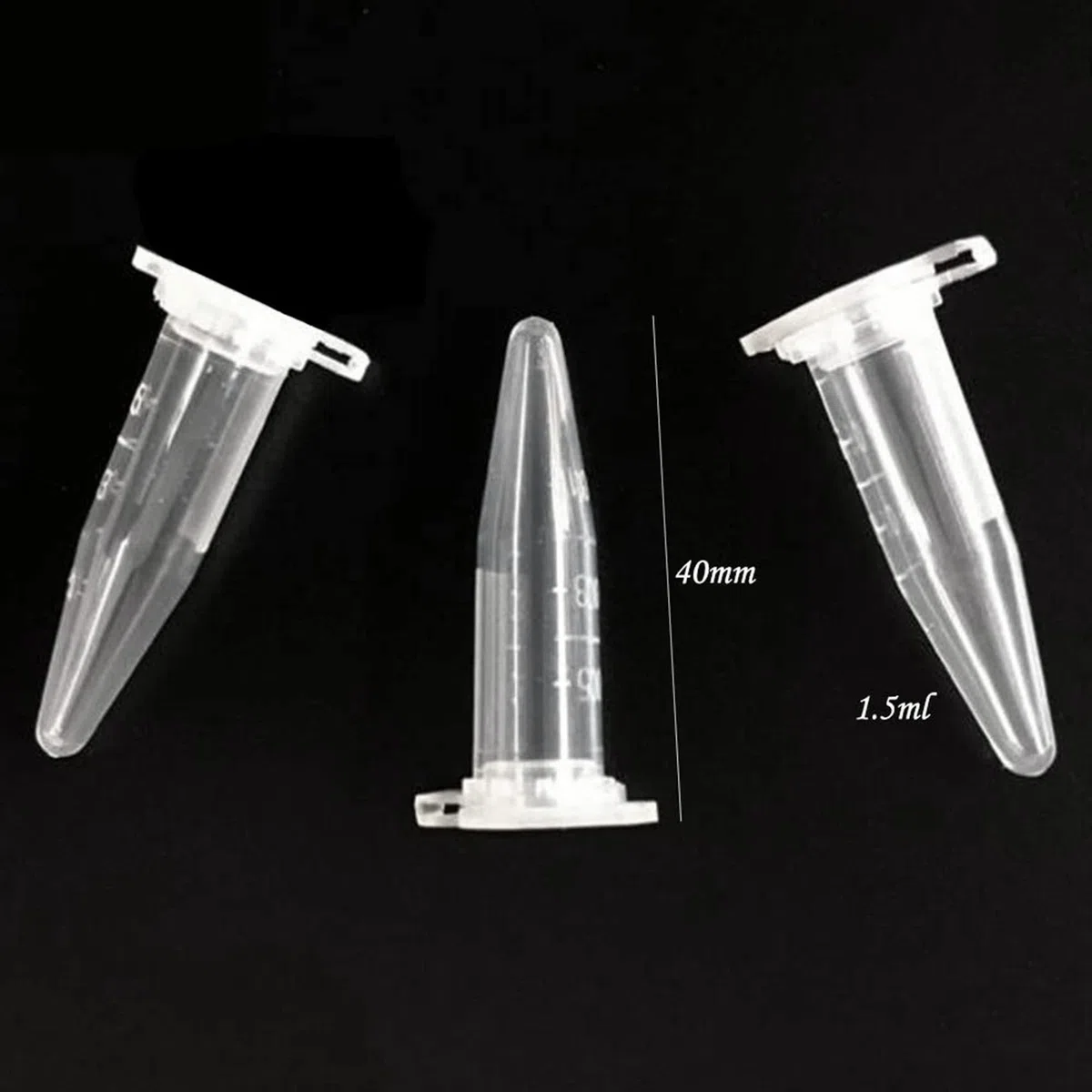 2000 mini tubos centrífugos de 1,5 ml de plástico transparente raduado con tapa a presión