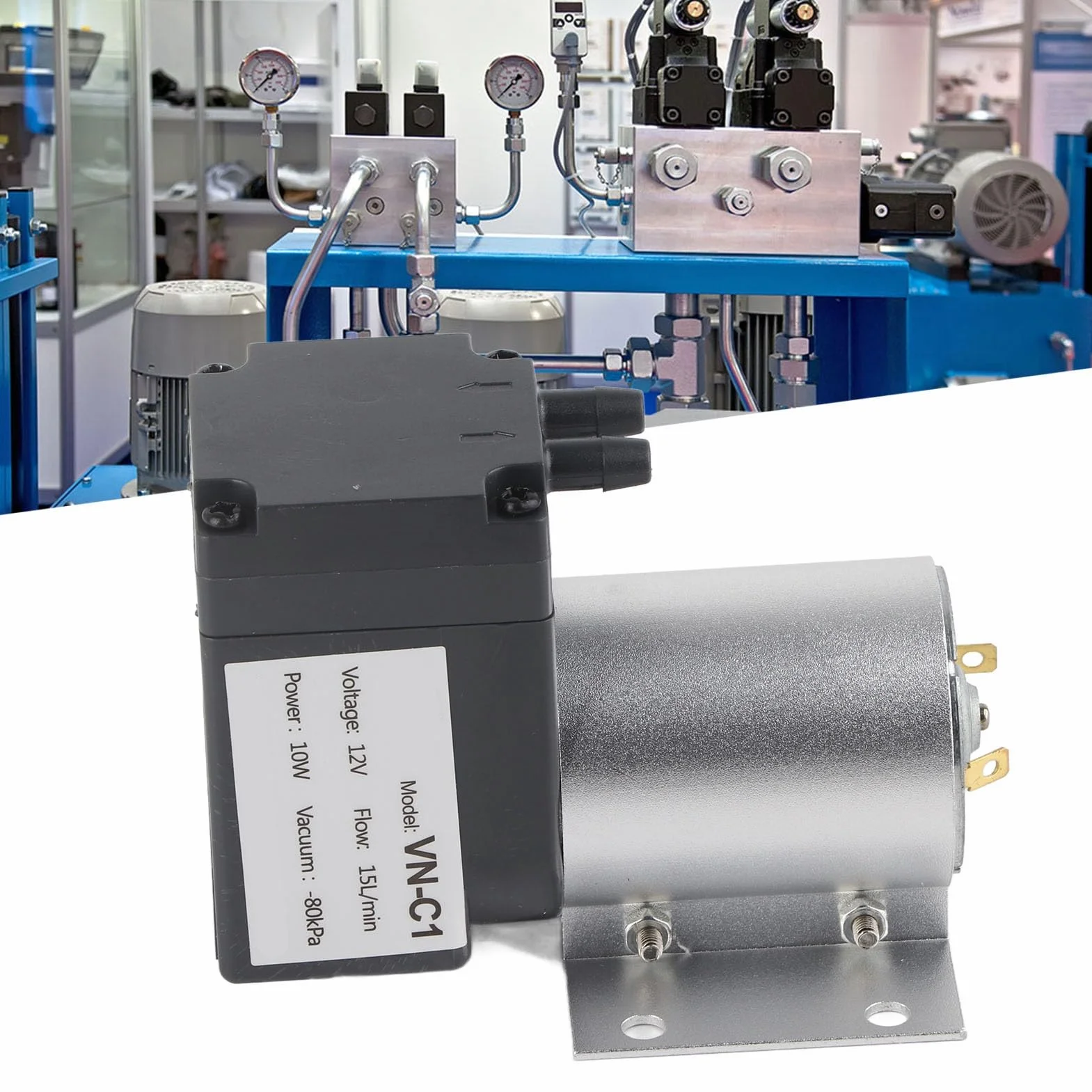 Bomba de Succión de Vacío de Presión Negativa con Soporte, 10W DC12V/24V para Análisis y Muestreo de Gas (DC12V)