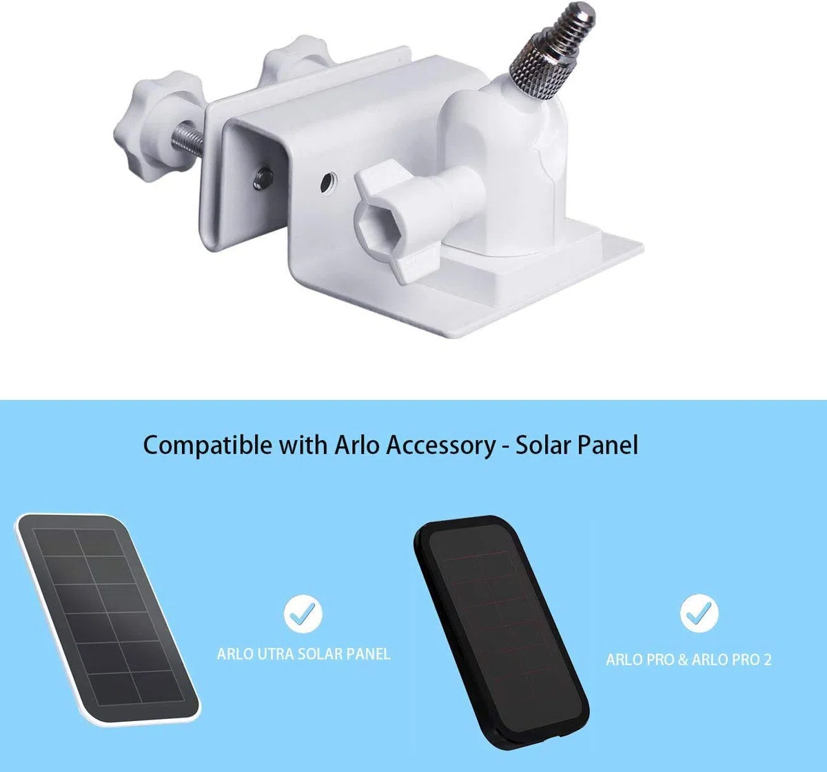 HOLACA Paquete de 2 soportes de canalón compatibles con versiones de panel solar Arlo, Ultra, 2, 3, 4, Eufycam 2, 2C, Pro 3, 3C, S220, S230 (blanco, 2 piezas)