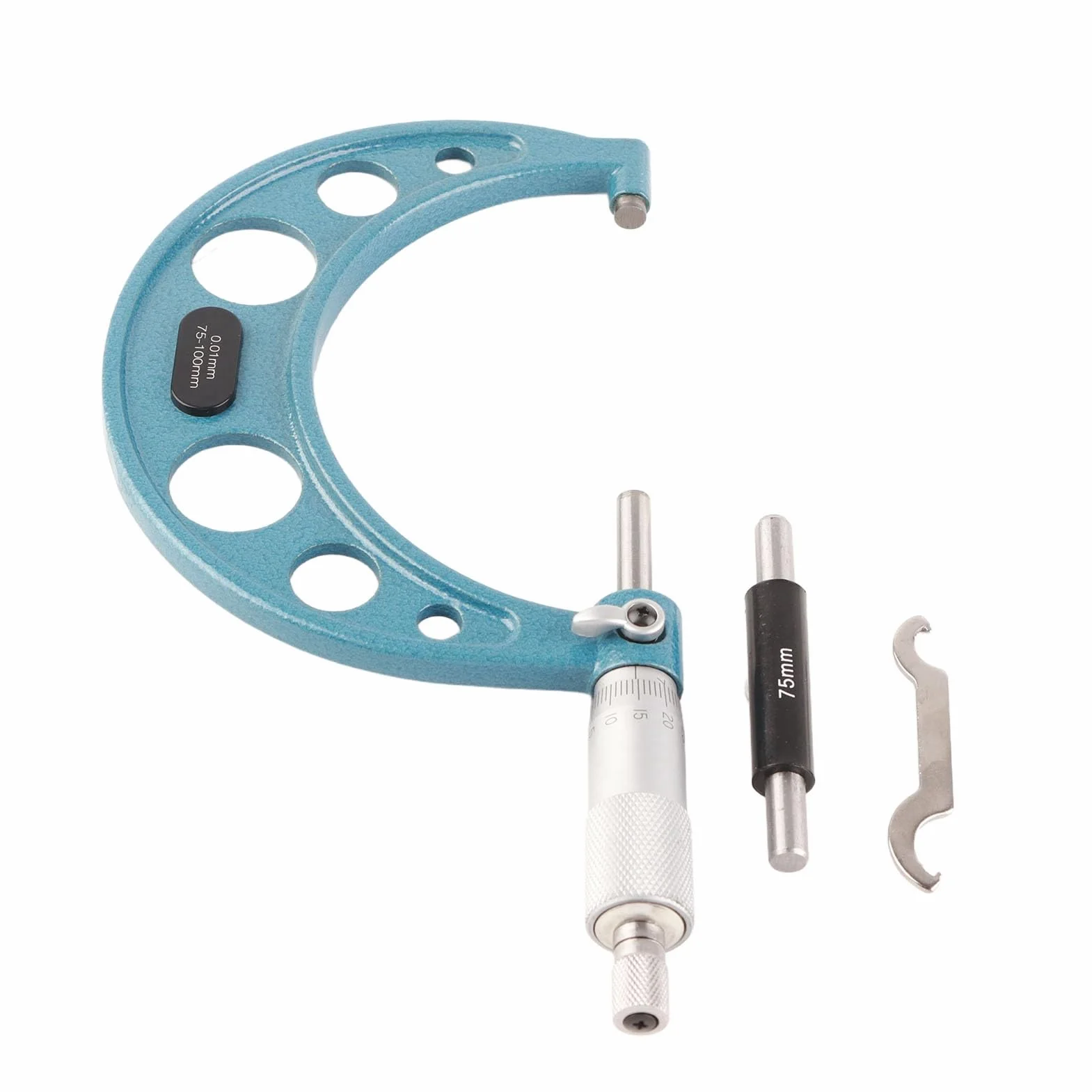 Estink Micrómetro Exterior de Acero Inoxidable, 75-100 mm, Precisión 0,01 mm, con Llave y Caja de Plástico
