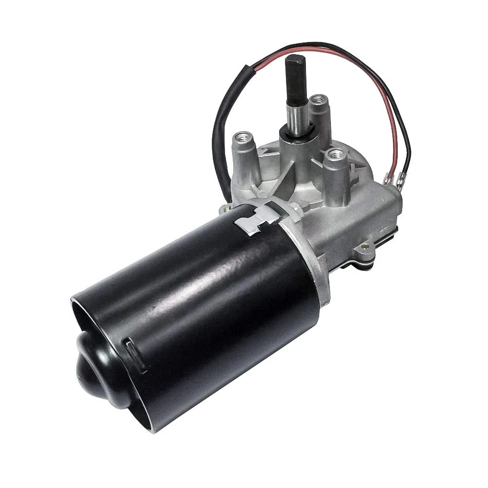 Motorreductor eléctrico de tornillo sin fin 12V 50rpm con doble eje plano (caja de engranajes izquierda), bajo nivel de ruido, apto para puertas de garaje.