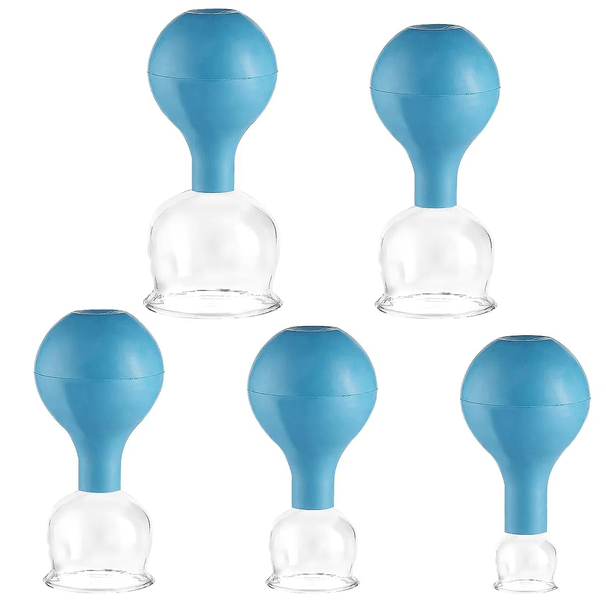 5 Piezas Ventosas para Cristal Faciales Masaje, Ventosa Fisioterapia - Juego de Ventosas de Vidrio para el Rostro, Reafirma los Contornos Faciales de Succión para Cara, 24/34/45/54/64mm
